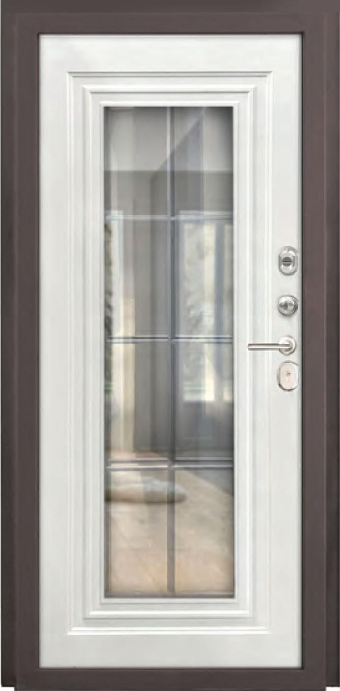 Входная дверь со стеклопакетом «Неаполь» RAL 8019 Горький шоколад