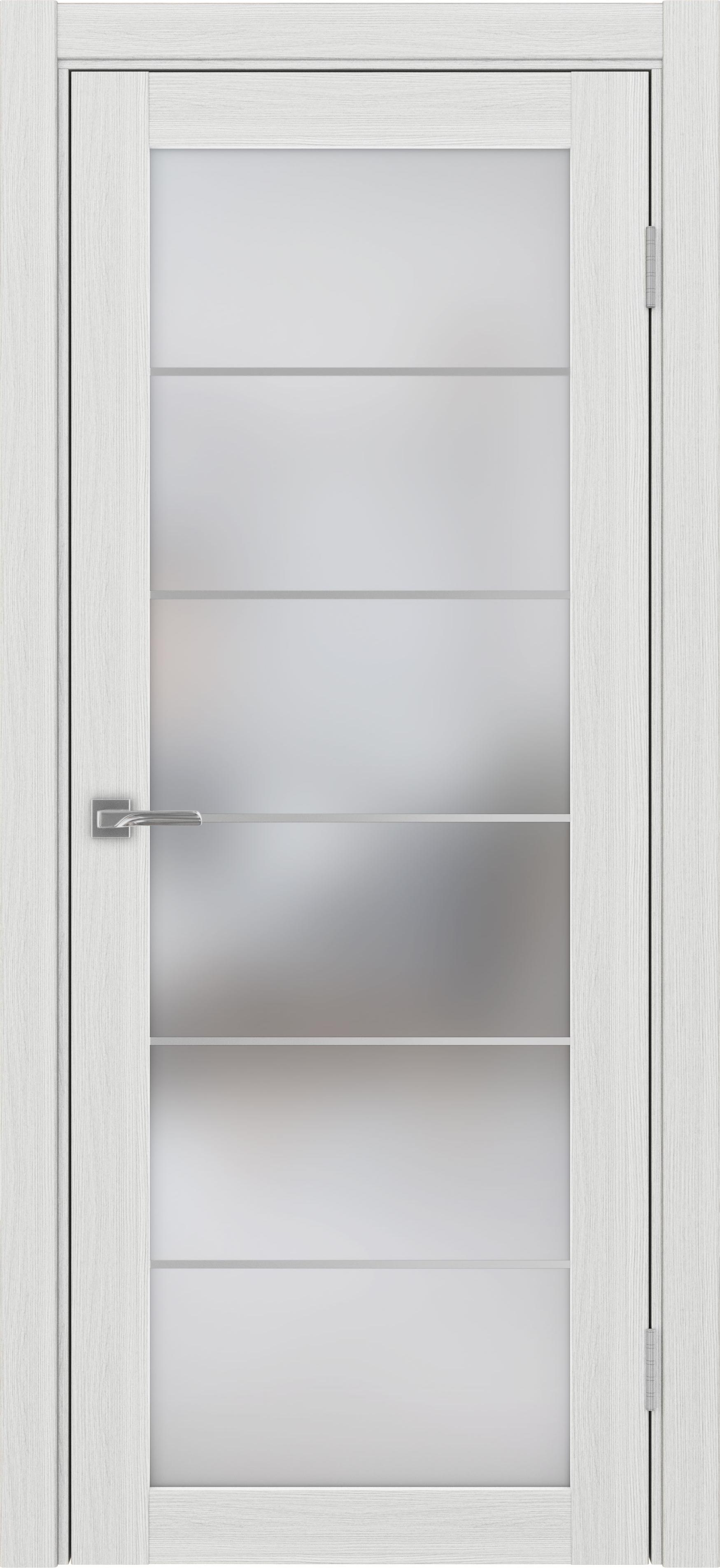 Межкомнатная дверь «Турин 501.2 АСС Ясень серебристый» стекло сатин с алюминиевыми молдингами